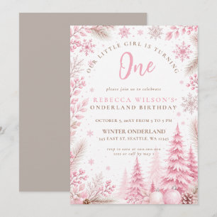 Convite Aniversário de Um Ano Winter Onderland Floco de Ne