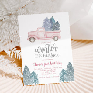 Convite Aniversário de um ano Winter Onederland caminhão r