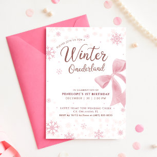 Convite Aniversário de Um Ano Winter Onederland Flor de Ne