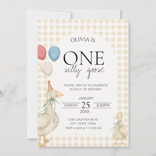 Convite Aniversário de um ganso bobo (Frente)