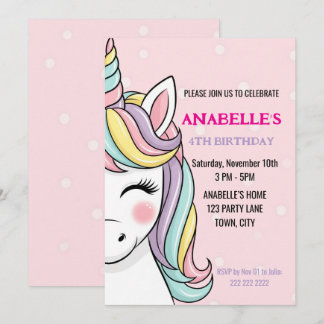 Convite Aniversário de Unicórnio Mágico Personalizado 