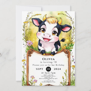 Convite Aniversário de Vaca Simples