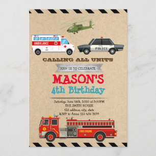 Convite Aniversário de Veículos de Emergência