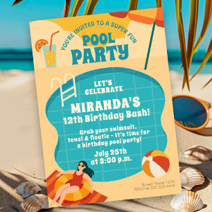 Convite Aniversário de Verão da Festa piscina
