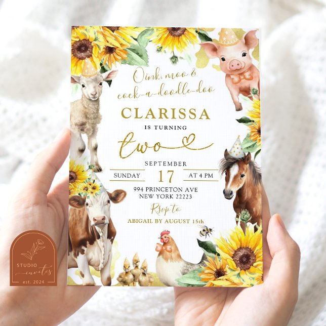 Convite Aniversário de Verão de Fazendas de girassol (Criador carregado)