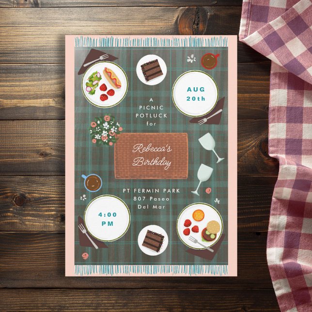 Convite Aniversário de Verão de Primavera Picnic perfeito (Criador carregado)
