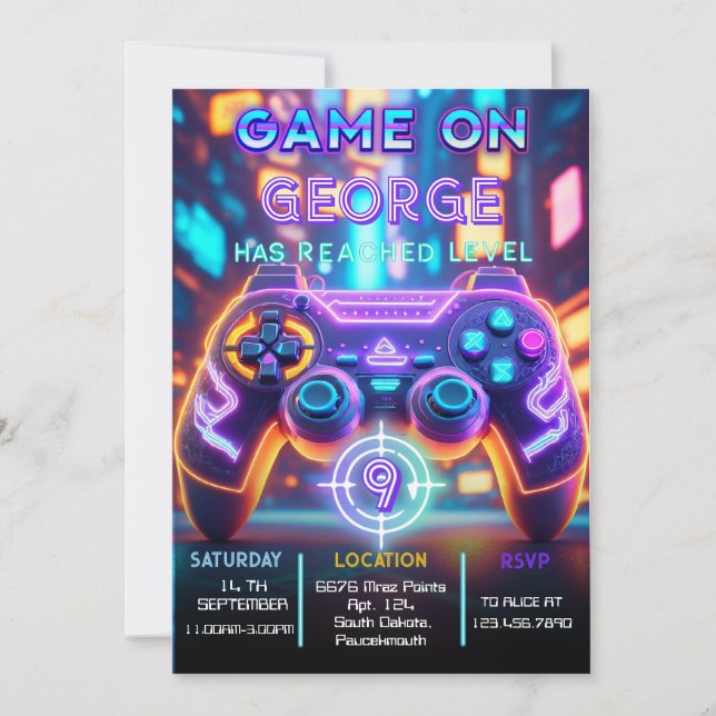 Convite Aniversário de Video Game (Frente)