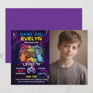 Convite Aniversário de Video Game Game On Level Up
