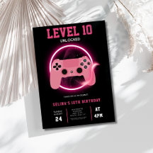 Aniversário de videogame com Neon Nível 10 Desbloq