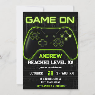 Convite Aniversário de videogame moderno personalizado