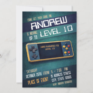 Convite Aniversário de videogames vintage personalizados
