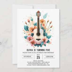 Convite Aniversário de Violão Simples Serenade