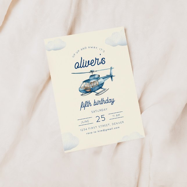 Convite Aniversário de Voo de Helicóptero para Cima e Long (Criador carregado)