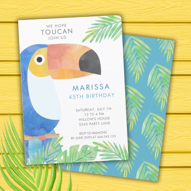 CONVITE ANIVERSÁRIO DE WATERCOLOR TOUCAN (Criador carregado)