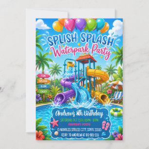 Convite Aniversário de Waterslide de Verão Personalizado
