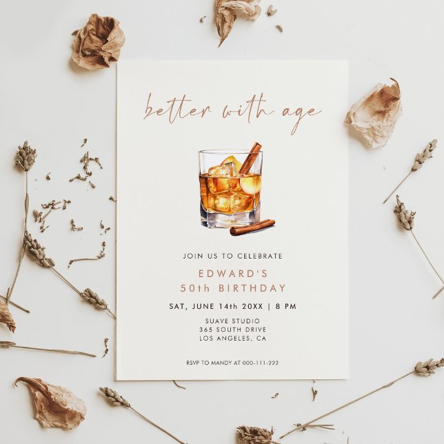 Convite Aniversário de Whisky Melhor Com a Idade (Criador carregado)