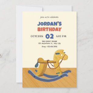 Convite Aniversário de Wooden Rocking Horse