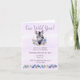 Convite Aniversário de Zebra Floral Puro