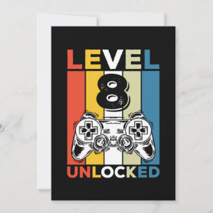 Convite Aniversário Desbloqueado o 8º Nível 8 Jogos Vintag
