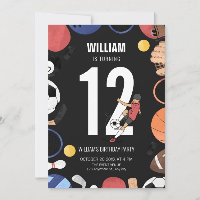 Convite Aniversário desportivo de futebol (Frente)