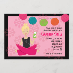 Convite Aniversário DEZESSEIS 5x7 ANCA & GROOVY do DOCE 16