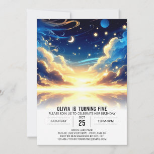 Convite Aniversário Digital Celestial Personalizado