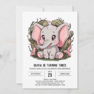Convite Aniversário Digital do Elefante Colorido bonito