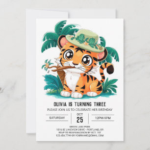 Convite Aniversário Digital do Tiger do Sonho Bonito