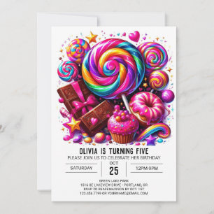 Convite Aniversário Digital Pastel Cute Candyland