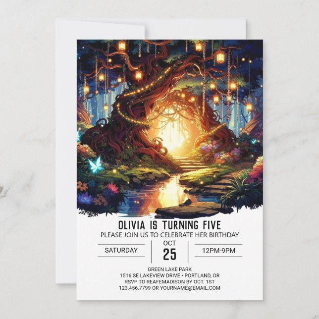 Convite Aniversário Digital Pastel Cute Woodland (Frente)