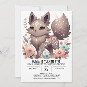 Convite Aniversário Digital Simples do Lobo Pastel