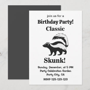 Convite Aniversário Divertido de Skunk Animal