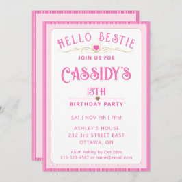 Convite Aniversário do 13 cor-de-rosa bonito