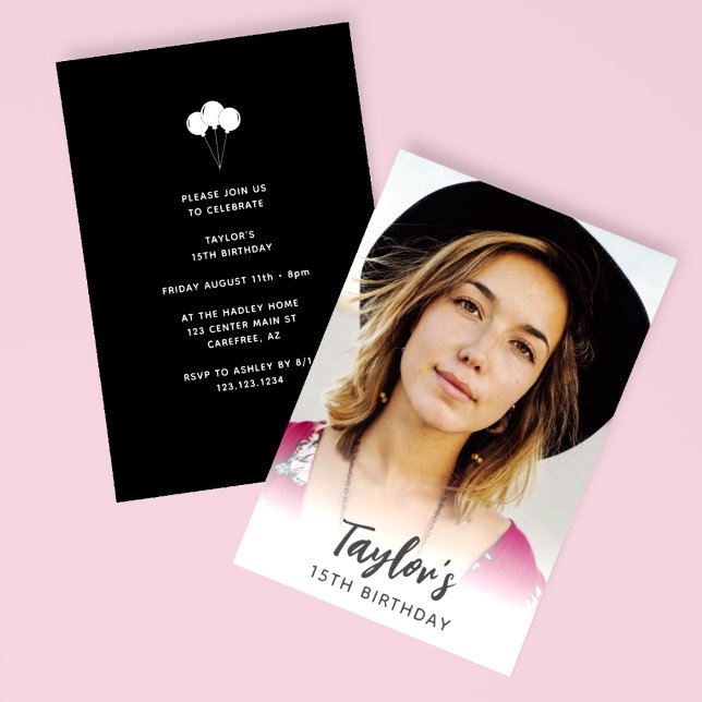 Convite Aniversário do 15 de Foto Moderno (Criador carregado)