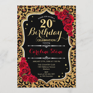 Convite Aniversário do 20 - Impressão do Rosa vermelha L