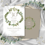 Convite Aniversário do 30 do Partido Surpresa Woodland Gre<br><div class="desc">Apresentando uma elegante granja verde da floresta, este convite de 30 de casamento de festas botânicas chic pode ser personalizado com sua informação especial de aniversário de pérolas. O inverso apresenta uma garland correspondente que enquadra as datas de aniversário em um texto branco elegante em um fundo pérola. Projetado por...</div>