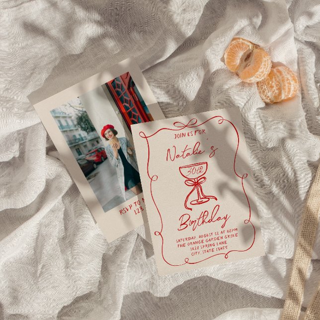 Convite Aniversário do 30 Martini do Arco Vermelho Desenha (Criador carregado)