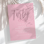 Convite Aniversário do 4º Adulto com Script Rosa na moda<br><div class="desc">Design apresenta um fundo de gradiente escuro com uma palavra "quarenta" que se destaca ousadamente em letras cor-de-rosa brilhantes e esbranquiçadas. Mas há algo mais: as letras criam um efeito legal de sombra, fazer que pareçam estar saindo da página. Não é qualquer número; é um grande negócio. Este convite está...</div>