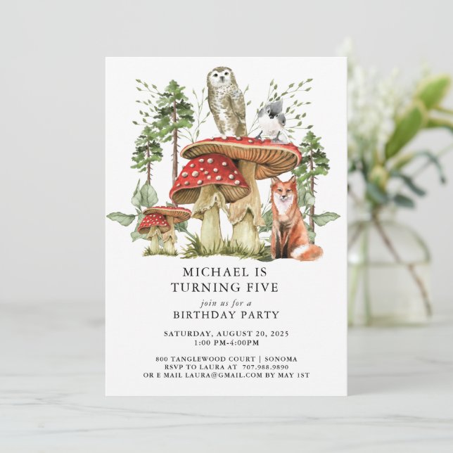 Convite Aniversário do 5 da Floresta Encantada (Em pé/Frente)