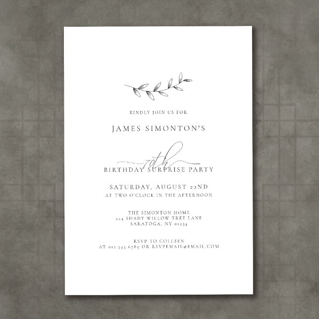 Convite Aniversário do 70 Botânico Elegante Simples (Criador carregado)