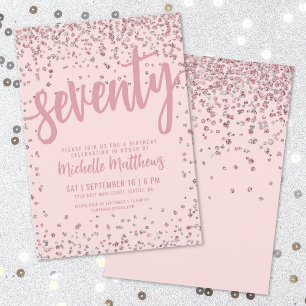 Convite Aniversário do 70 cor-de-rosa