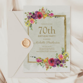Convite Aniversário do 70 das Mulheres Florais Elegante Vi