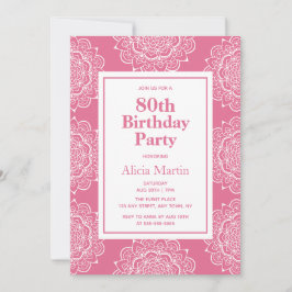 Convite Aniversário do 70 de Flor do Mandala Vermelho e Br