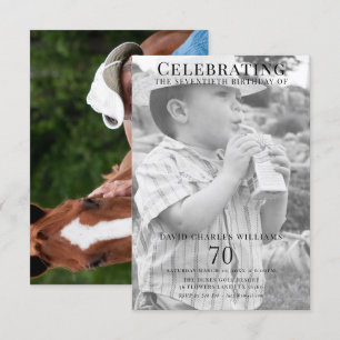 Convite Aniversário do 70 de Foto Duplo Jovem/Antigo