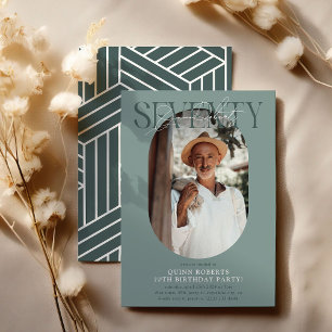 Convite Aniversário do 70 de Foto e Assinatura Moderno Ova