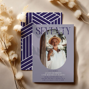 Convite Aniversário do 70 de Foto e Assinatura Moderno Ova