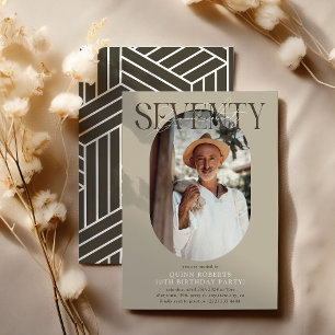 Convite Aniversário do 70 de Foto e Assinatura Moderno Ova