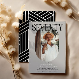 Convite Aniversário do 70 de Foto e Assinatura Moderno Ova