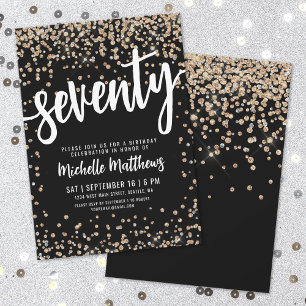 Convite Aniversário do 70 Dourado negro