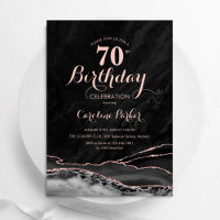 Aniversário do 70 Marble Agate Dourado Rosa negro